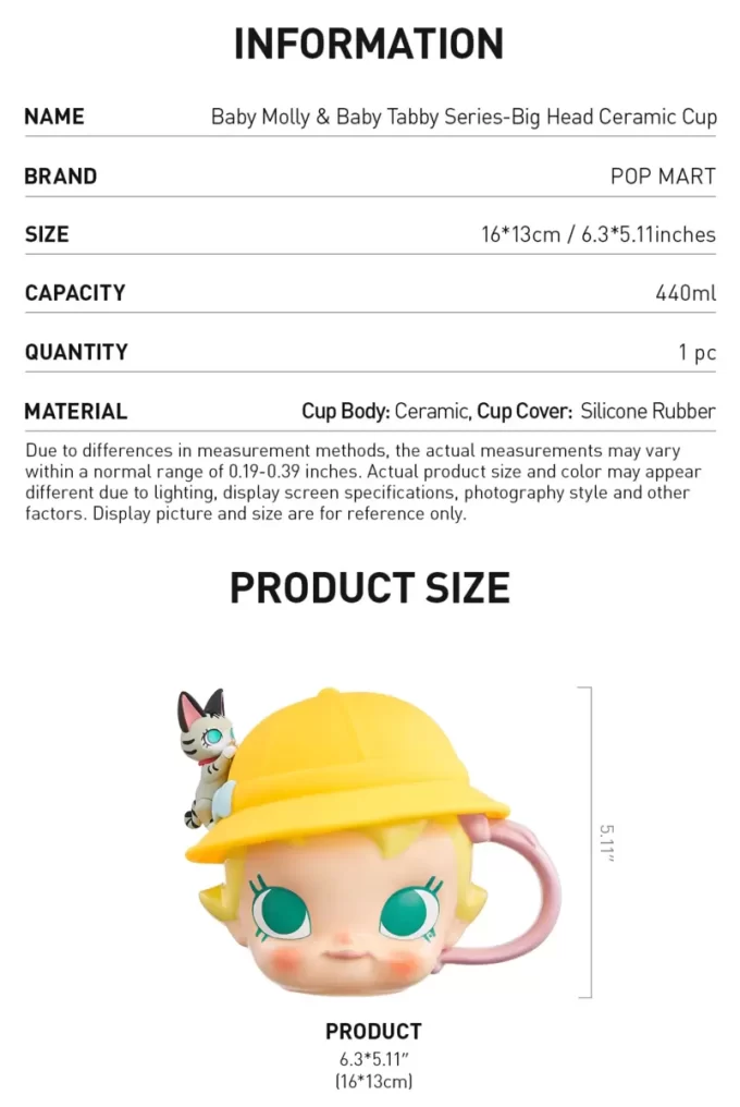 Baby Molly & Baby Tabby Series – Κεραμικό Κύπελλο με Μεγάλη Κεφαλή