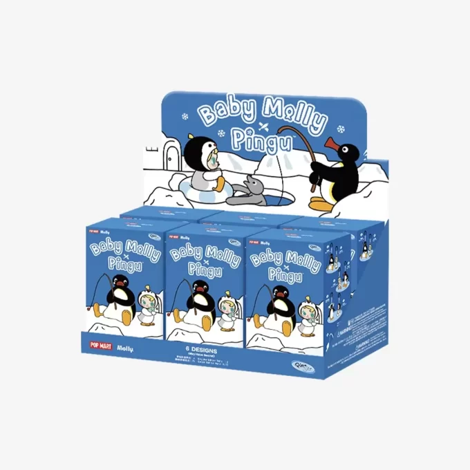 Baby Molly × Pingu Happy Fishing Series – Βινυλικό Κουτί με Λούτρινα Σκουλαρίκια