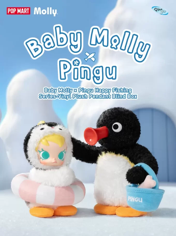 Baby Molly × Pingu Happy Fishing Series – Βινυλικό Κουτί με Λούτρινα Σκουλαρίκια