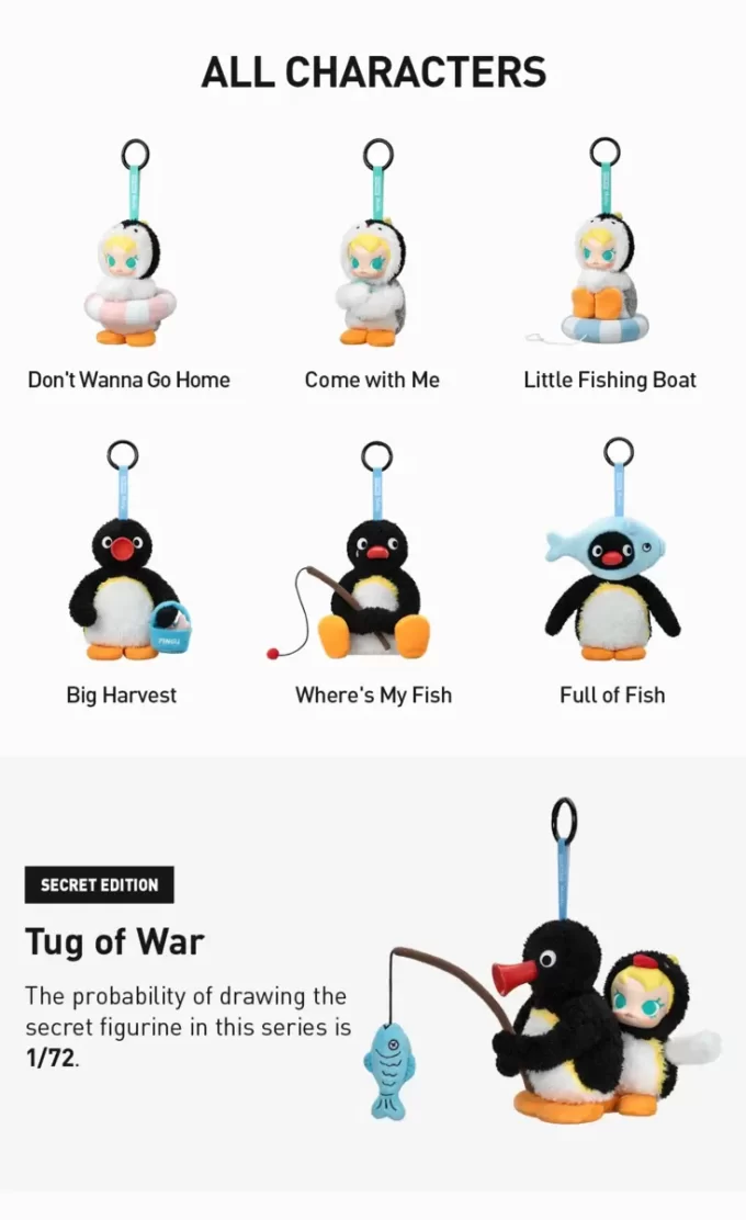Baby Molly × Pingu Happy Fishing Series – Βινυλικό Κουτί με Λούτρινα Σκουλαρίκια