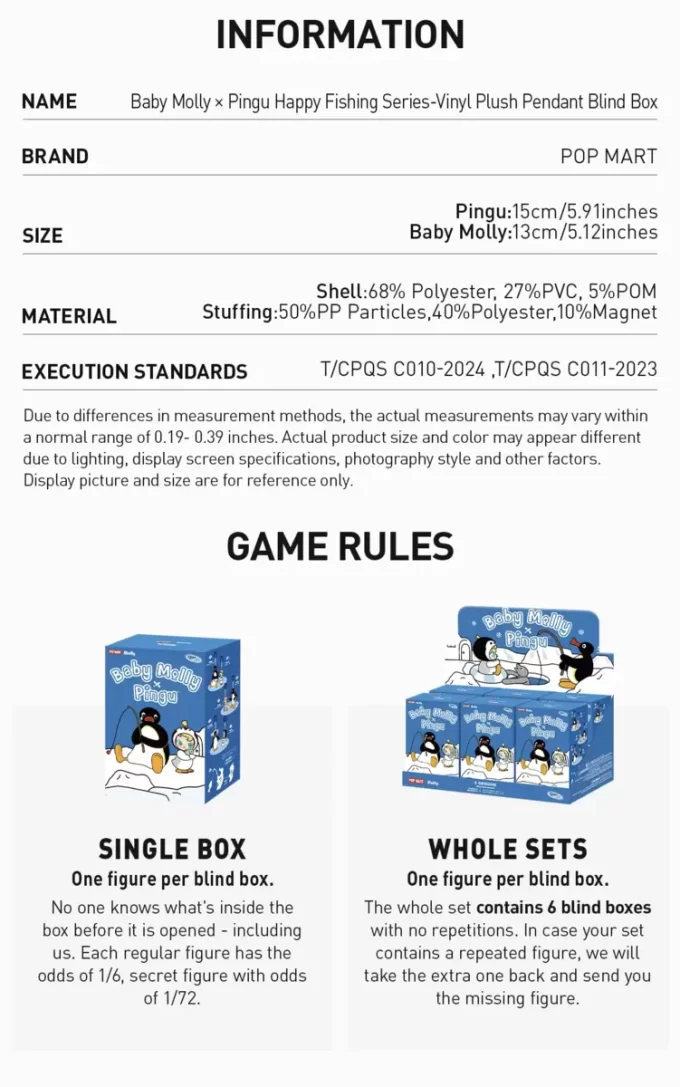 Baby Molly × Pingu Happy Fishing Series – Βινυλικό Κουτί με Λούτρινα Σκουλαρίκια