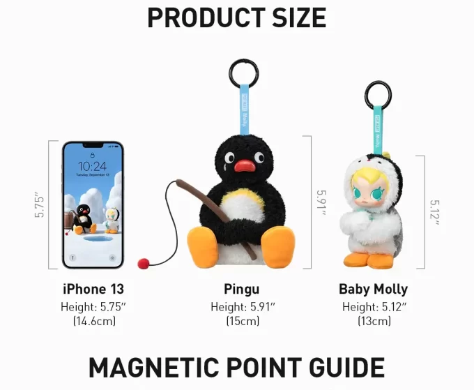 Baby Molly × Pingu Happy Fishing Series – Βινυλικό Κουτί με Λούτρινα Σκουλαρίκια