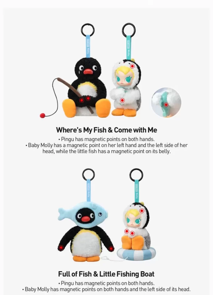 Baby Molly × Pingu Happy Fishing Series – Βινυλικό Κουτί με Λούτρινα Σκουλαρίκια
