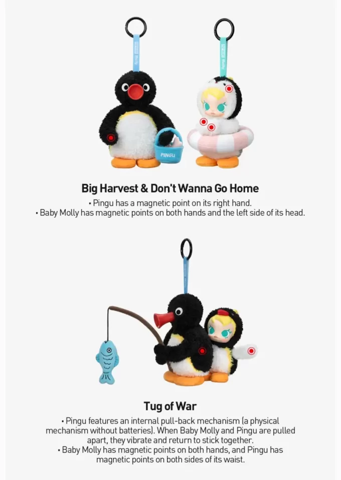 Baby Molly × Pingu Happy Fishing Series – Βινυλικό Κουτί με Λούτρινα Σκουλαρίκια