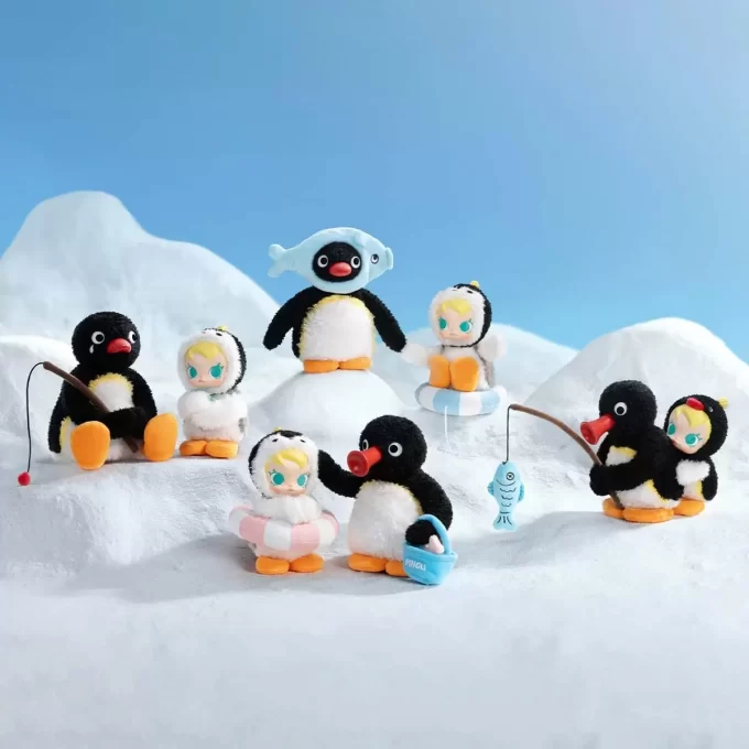 Baby Molly × Pingu Happy Fishing Series – Βινυλικό Κουτί με Λούτρινα Σκουλαρίκια