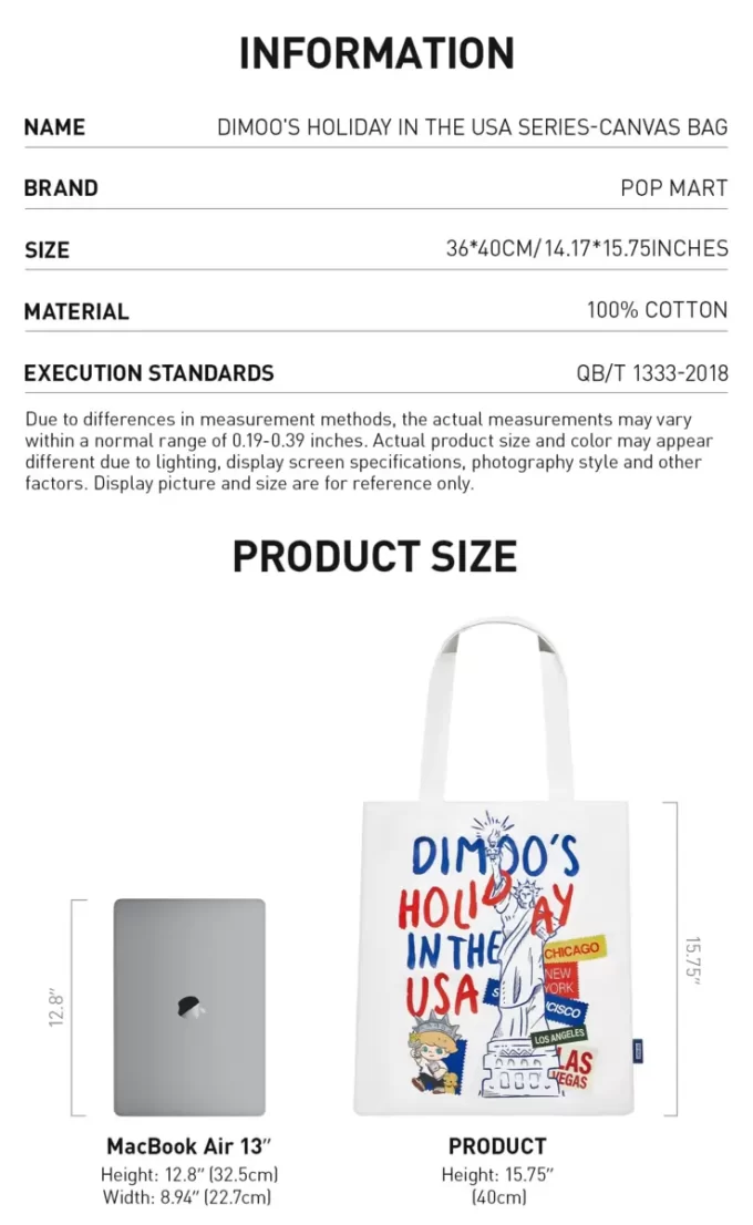 ΣΕΙΡΑ DIMOO’S HOLIDAY IN THE USA – Τσάντα από καμβά