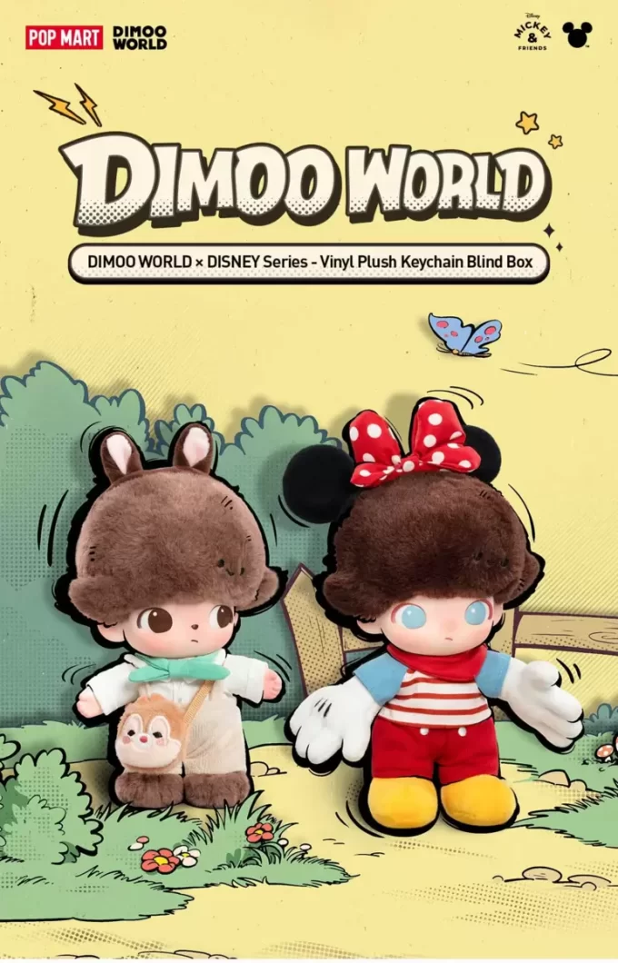 DIMOO WORLD × DISNEY Series – Κουτί για τυφλούς μπρελόκ βινυλίου με βελούδινο σχέδιο