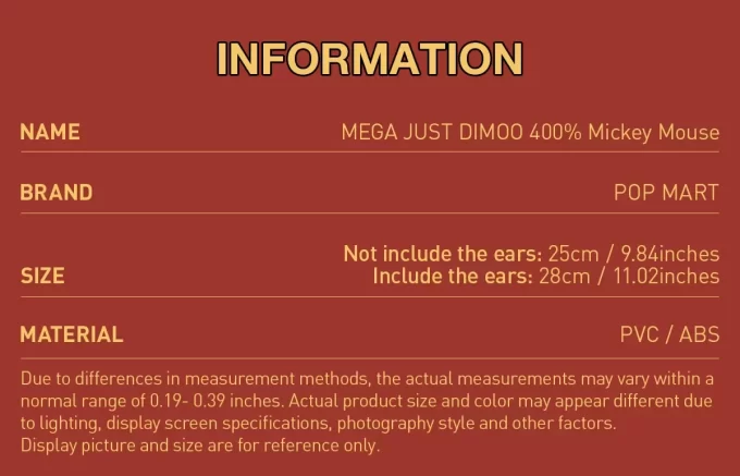 MEGA JUST DIMOO 400% Μίκυ Μάους