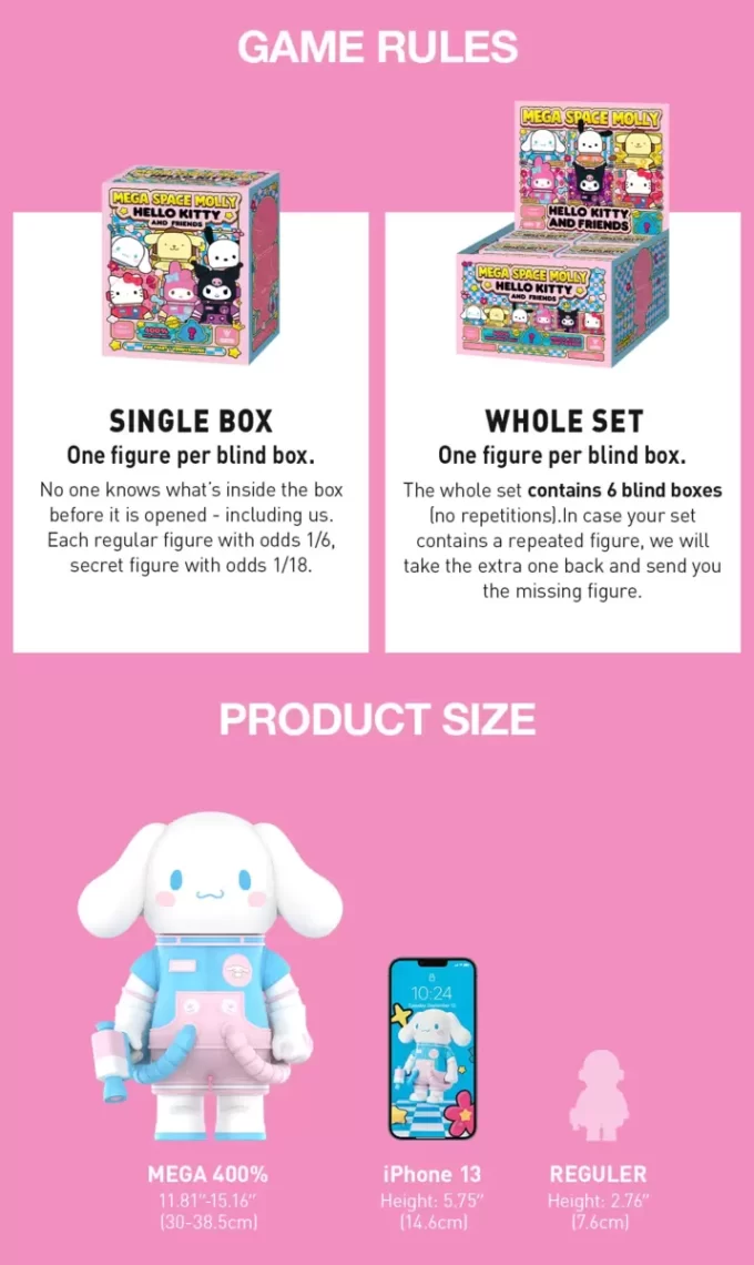 MEGA SPACE MOLLY 400% Σειρά Hello Kitty και Φίλων