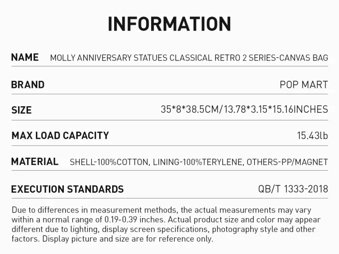 Αγάλματα MOLLY Anniversary Classical Retro 2 Series – Τσάντα από καμβά