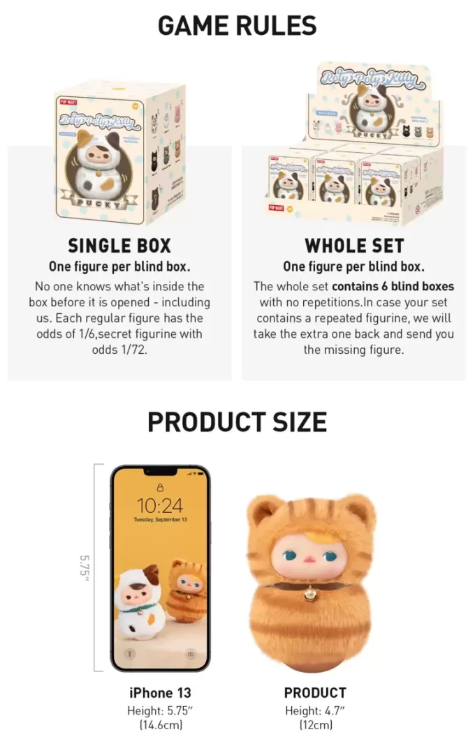 PUCKY Roly-Poly Kitty Series-Βινυλικό Κουτί Στόρι για Σκίαστρα